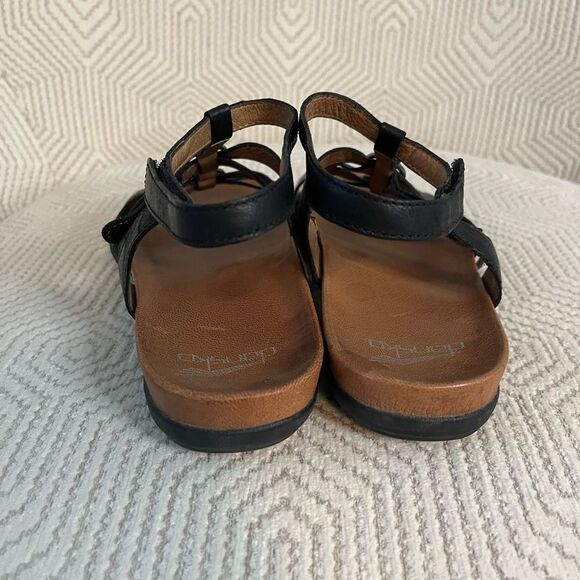 Dansko leather gladiator Black Sandals 38/8 comfy straps - Picture 5 of 7